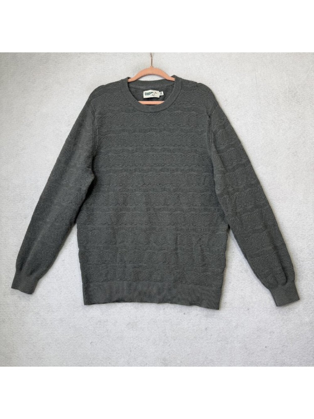 Wellen Sweater Mens Large Gray Merino Wool Blend Crewneck Textured Pullover